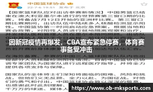 因新冠疫情再爆发，CBA宣布紧急停赛，体育赛事备受冲击
